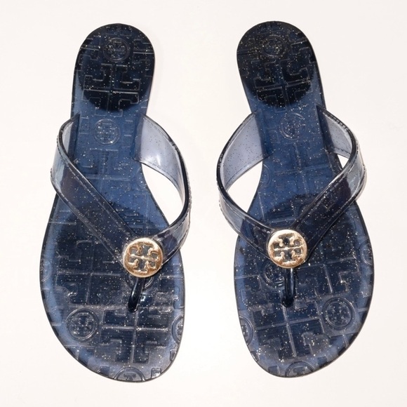 Tory Burch Thora Jelly Glitter Thong Flip Flops | Ocean Blue 🌊 | Size 5 Women’s - Picture 1 of 3